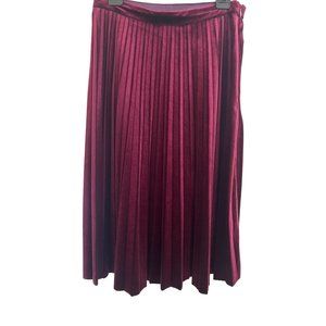 Chelsea & Violet Burgundy Crushed Velvet Pleated Skirt, Size XS